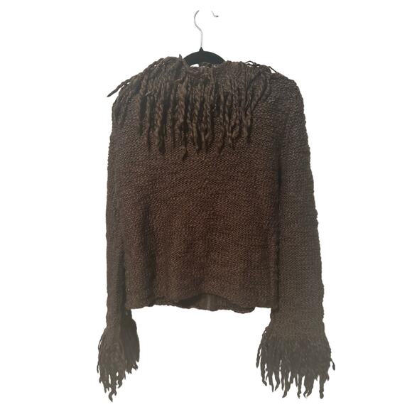 Lucidity Green Wool Blend Fringe Knit Zip Up Jacket Large - Picture 2 of 4